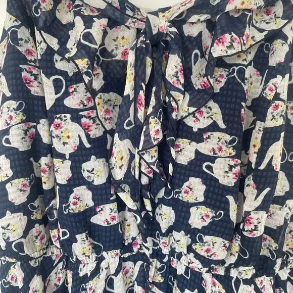 Lauren Conrad Disney Alice in Wonderland Floral Teapot Teacup Sundress Sz L - Picture 4 of 16